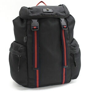 Gucci Animalier Backpack Tiger Techno Leather Black Web Stripes